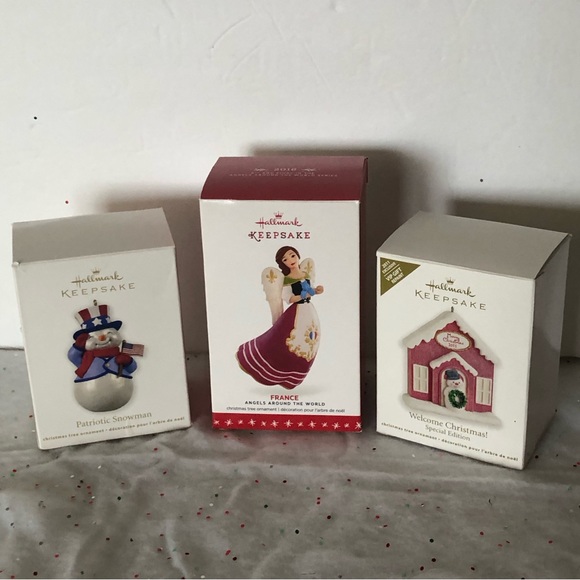 3 Hallmark Keepsake Christmas Ornaments Angel Patriot Snowman Welcome Christmas - Picture 6 of 6